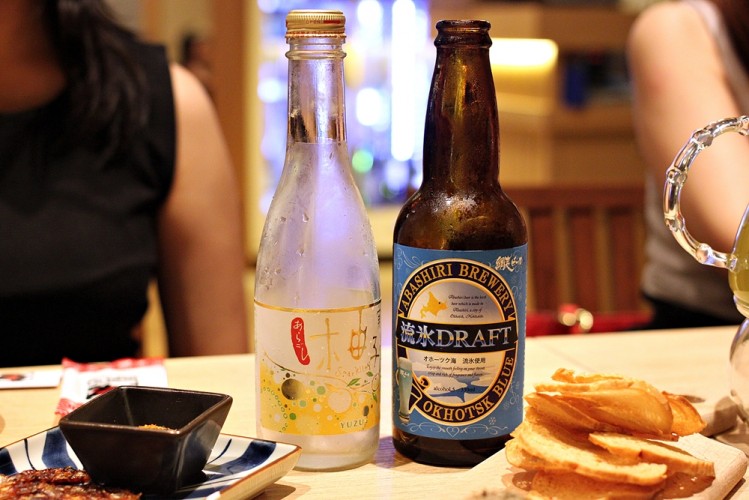 issho izakaya singapore Yuzu Sake Blue Beer
