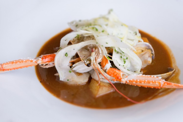 Restaurant Ember Bouillabaisse soup, scampi, clams, Hokkaido scallops, sea bass, aioli