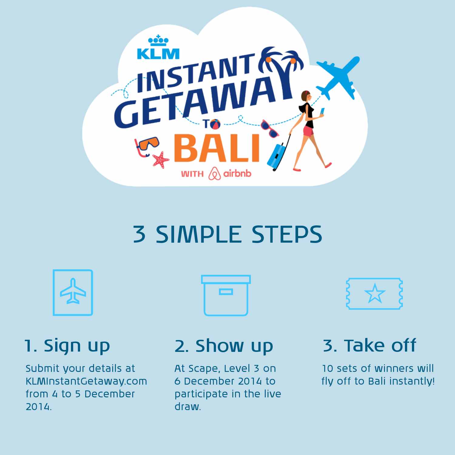 KLM Instant Getaway steps airbnb