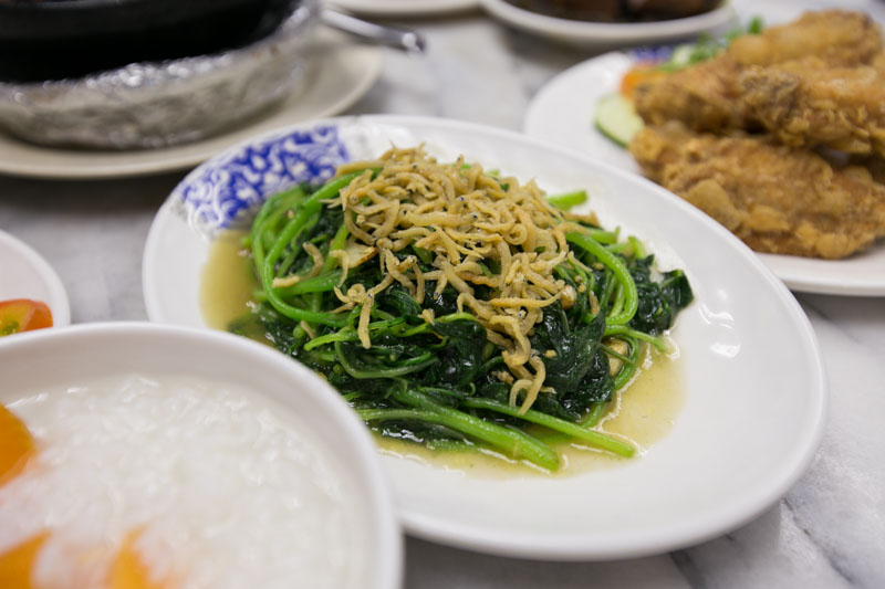 Gu Zao Ren - Fried Spinach with White Bait