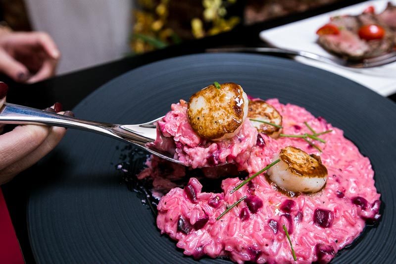 epiphyte pink risotto scallop