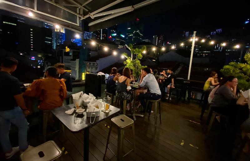 Rooftop dining area of celebrity-owned, FRY Rooftop Bistro & Bar 