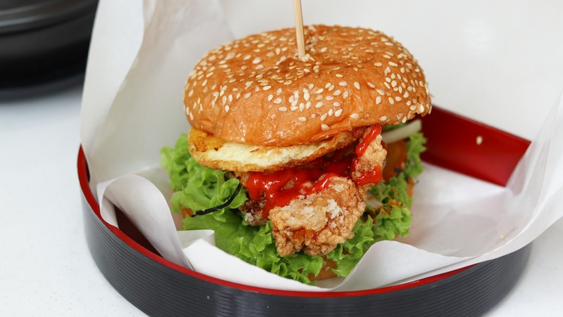 A serving of Fried Chicken Burger from celebrity-owned restaurant, Hungry Korean