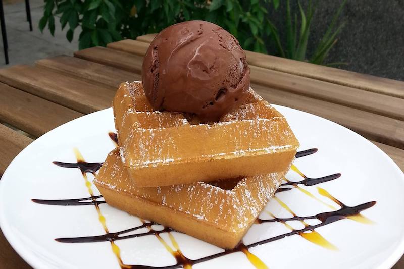 A serving of Waffles and Ice cream from Beans & Cream located at Bukit Batok