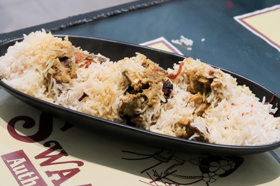 A serving of Bamboo Chicken Biryani from Swaadhist