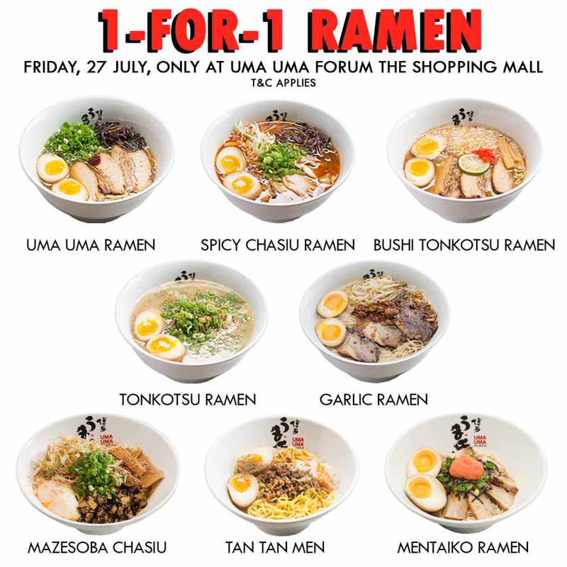 Uma Uma 1 for 1 Ramen ONLINE 1 Get 1 for 1 Ramen Bowls On Uma Uma’s 6th Anniversary At Forum Shopping Mall This 27 July