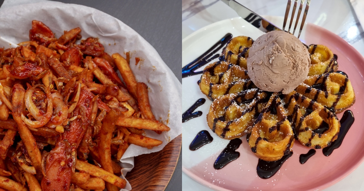 Pegs & Pints' Commado Chips & Pcf's Ice Cream And Waffle