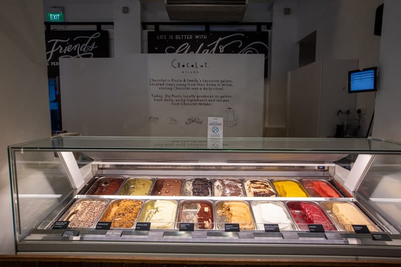 Shot of gelato display at Da Paolo Dempsey