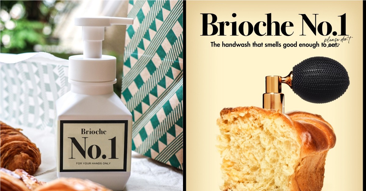 Collage of Brioche handwash and poster