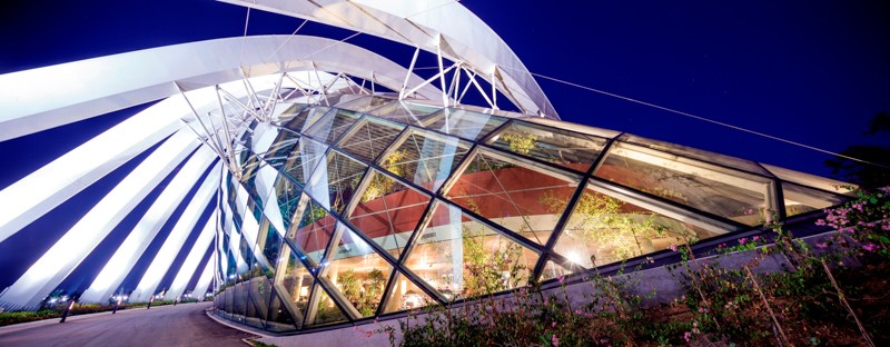 exterior shot of pollen at flower dome