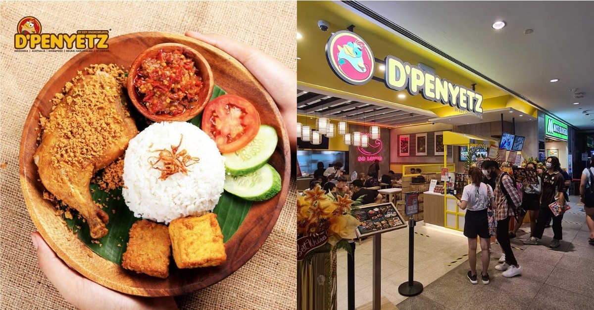Collage of D'Penyetz Smashed Chicken and store front of their new jem outlet Dpenyetz Featured