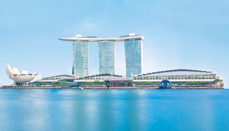 Shot of Marina Bay Sands hotel across Singapore River