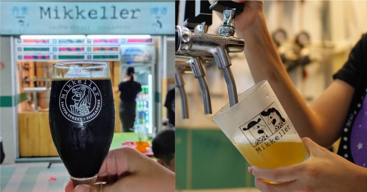 Collage of Mikkeller Stout and beer on tap at Mikkeller Singapore