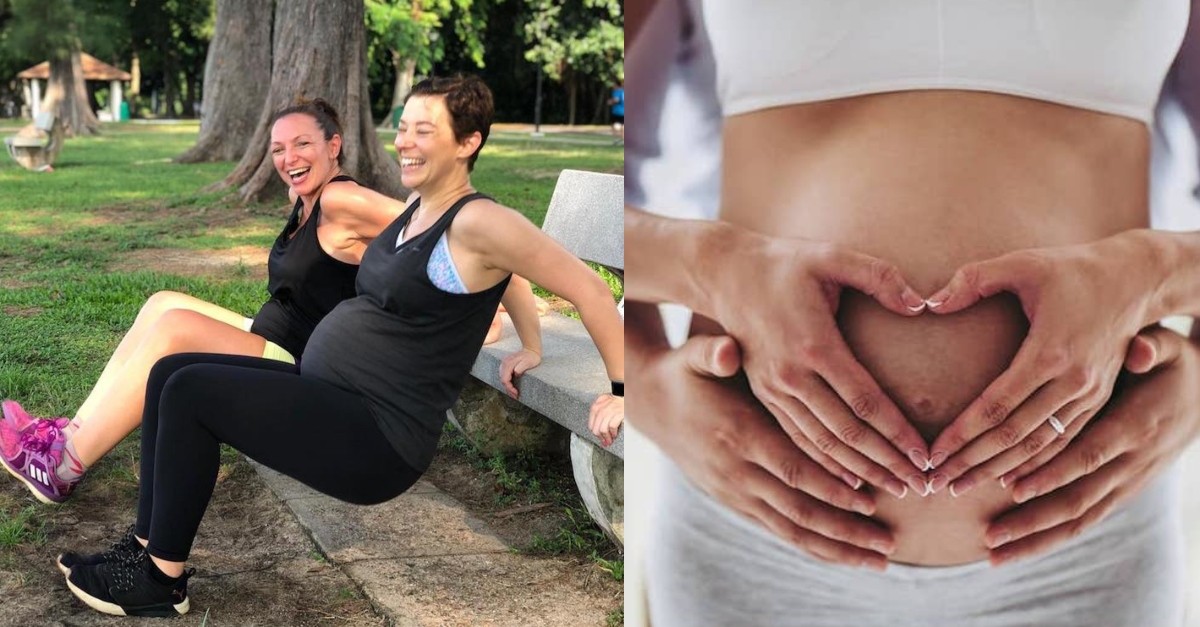 A collage of Prenatal exercises