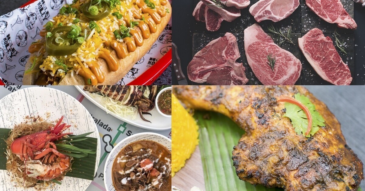 A collage of dishes available at Clarke Quay