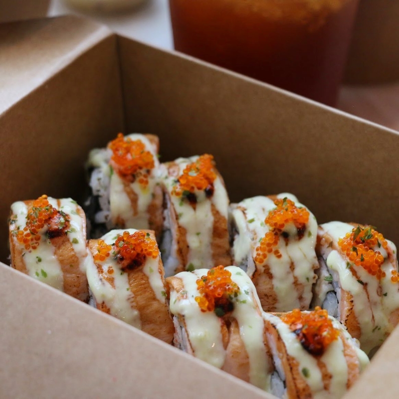 Image of salmon sushi roll