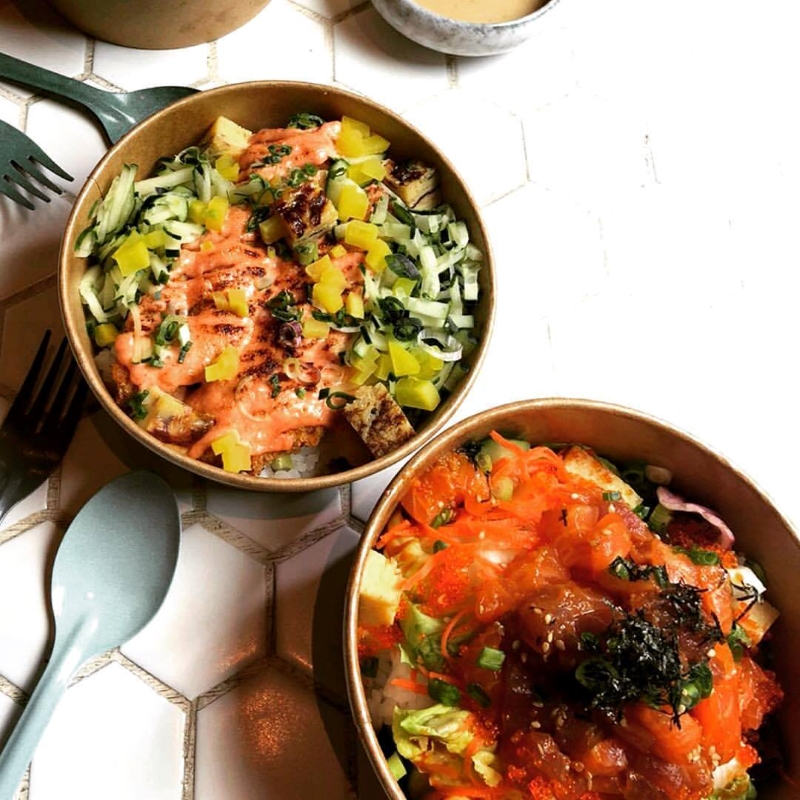 Image of poke bowls from Rollie Ollie