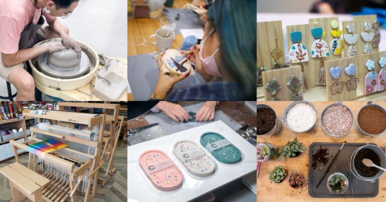 A collage of different craft workshops in Singapore