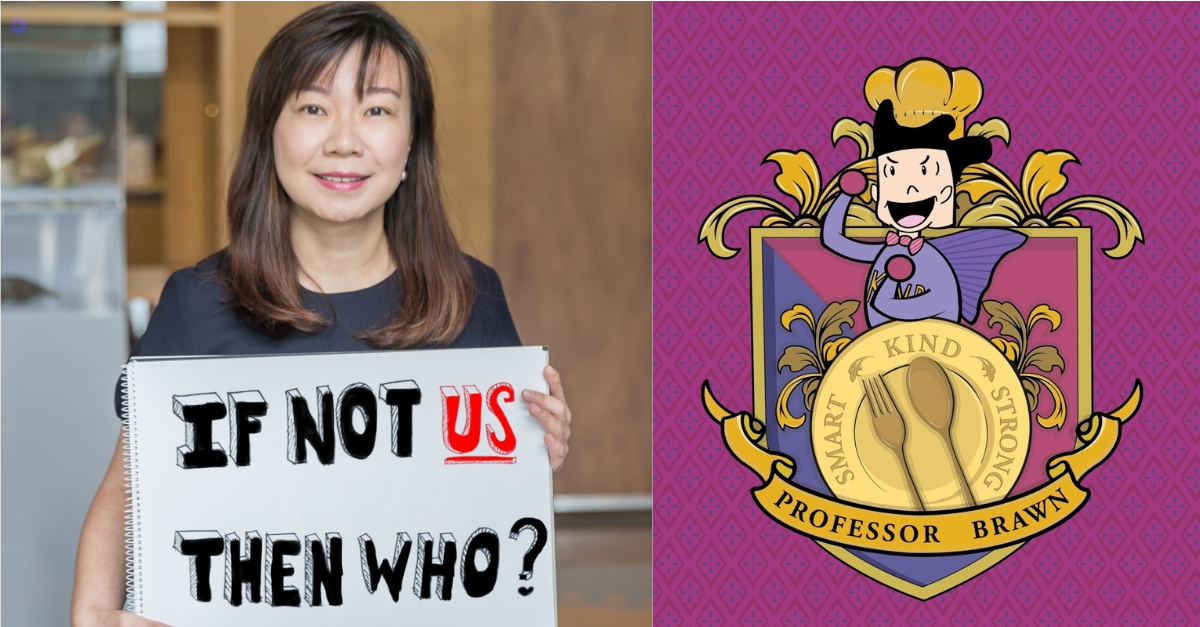 Collage of Jacelyn Lim and Professor Brawn Cafe logo