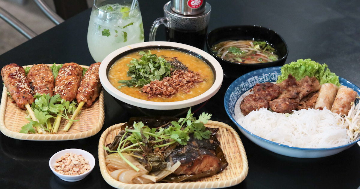 An array of dishes served at Hoang Hau