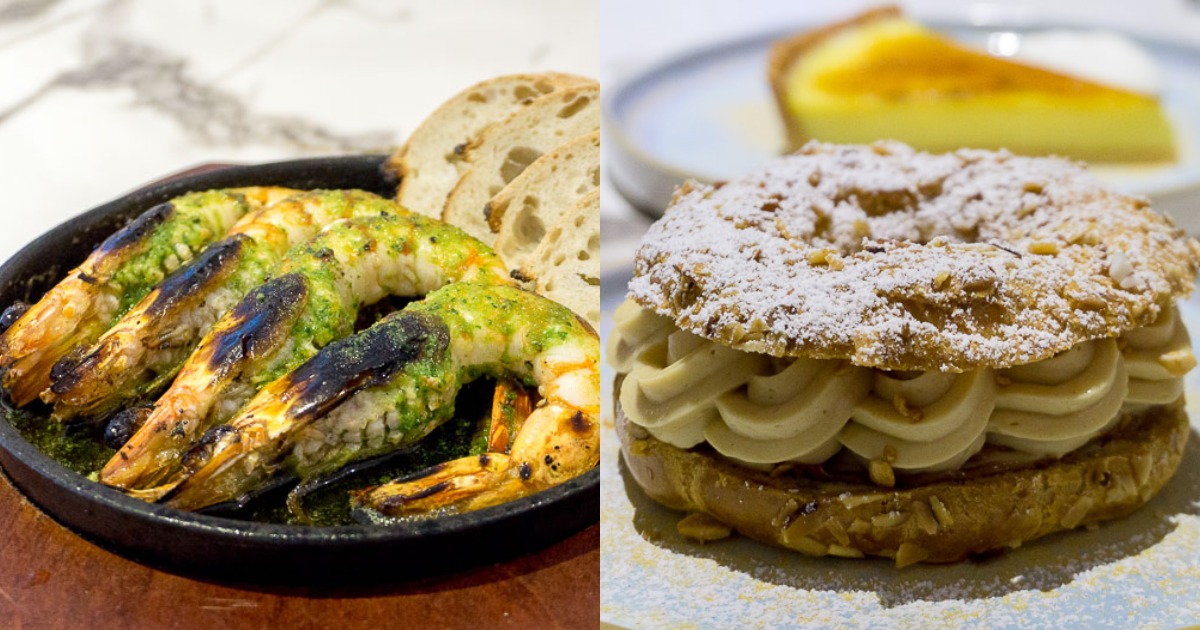 Collage of Roasted Prawns and Hazelnut Choux