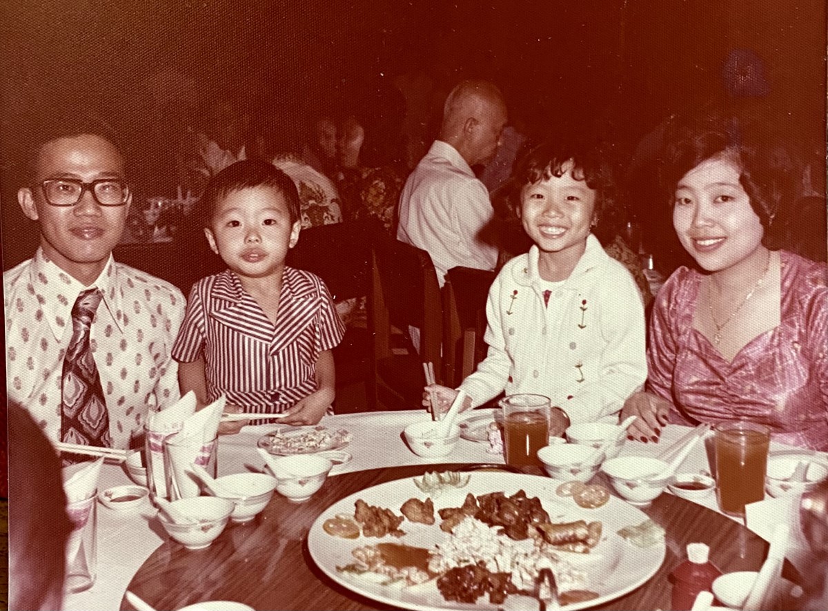 A younger Veronica Phua and her brother with their parents