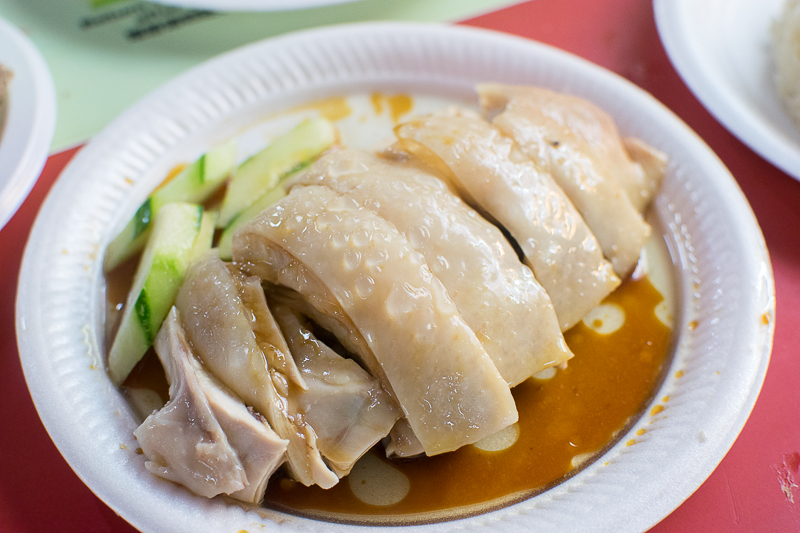 A close up of steamed chicken