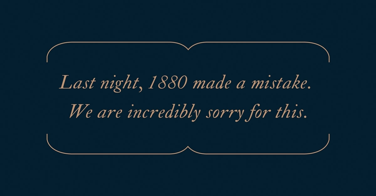 1880 Instagram apology