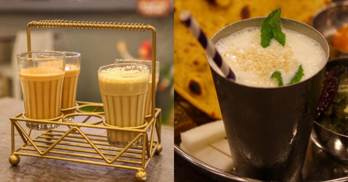 Collage of chai and lassi