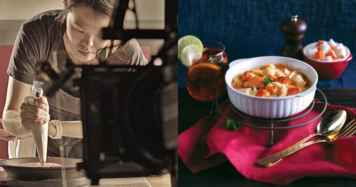 Collage of Jazreel Chan and food styling shot