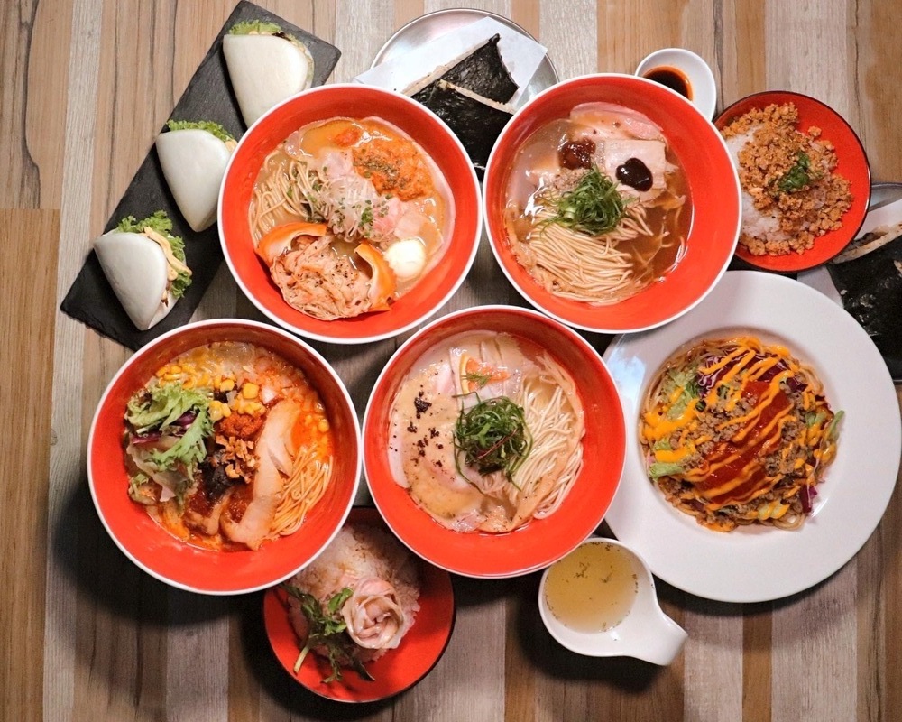 A spread of dishes at Tsuta