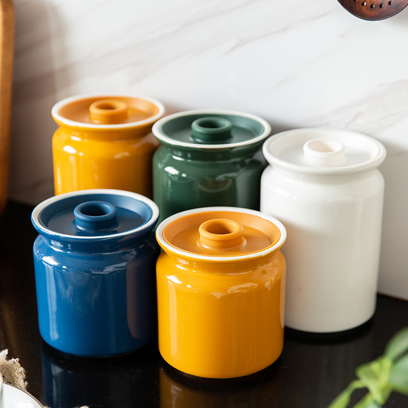 Colourful ceramic containers