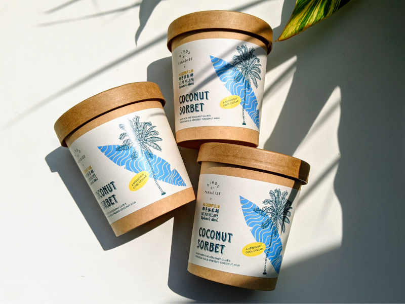 a flatlay of the coconut club's latest coconut sorbet