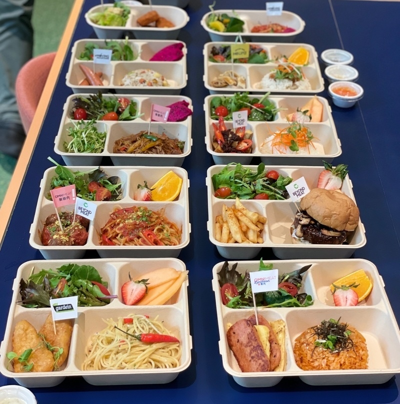 A spread of plant-based bento boxes