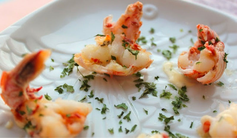 grilled rock prawns with parsley