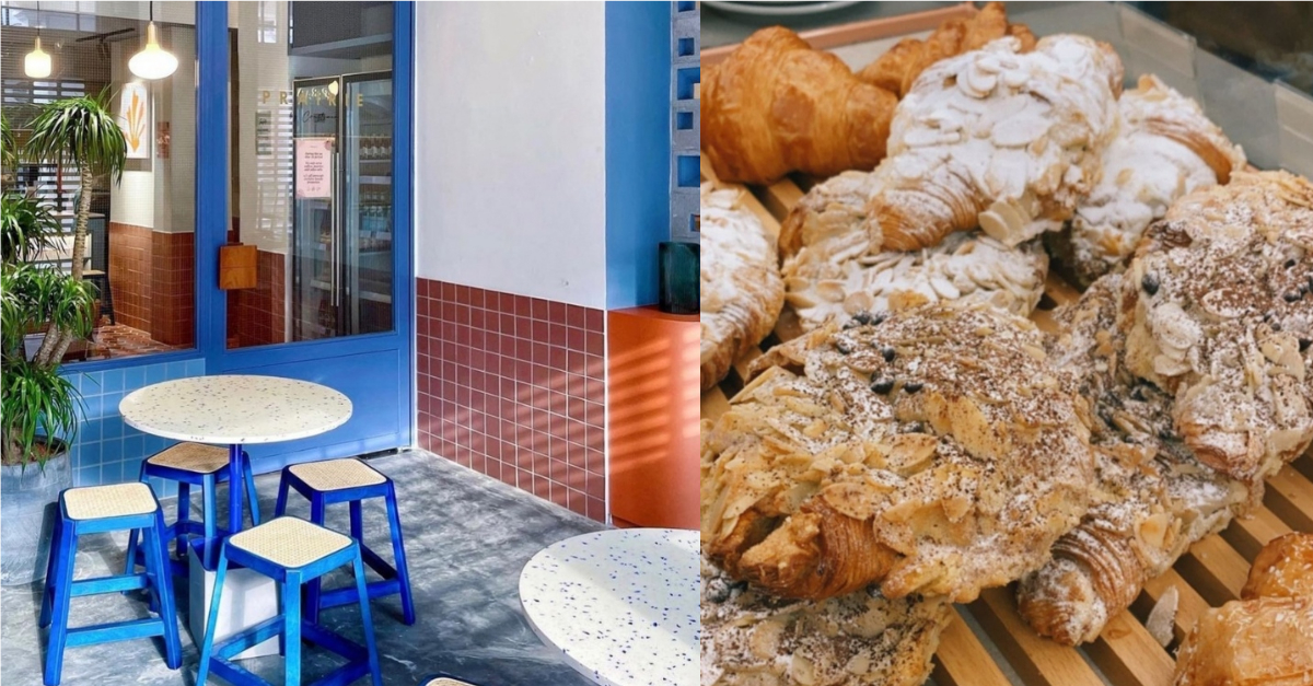 Collage of exterior of Prairie by Craftsmen and croissants