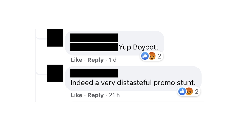 A comment left on Gongcha's Facebook post