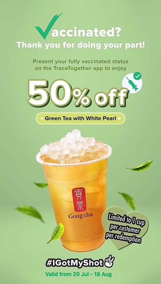 Gongcha Promo for vaccinated individuals