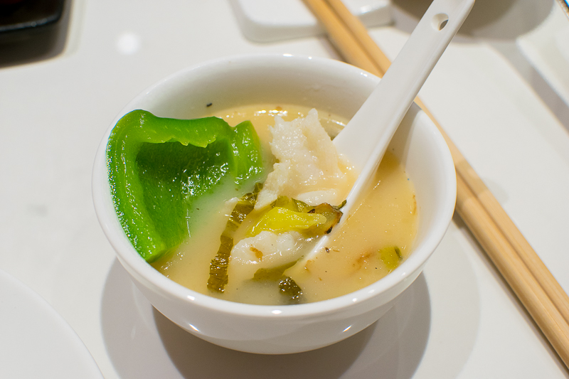 A bowl of sauerkraut fish soup 