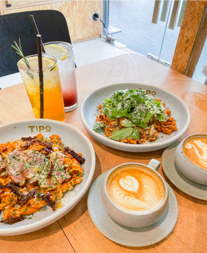 A shot of tipo strada's food and beverages