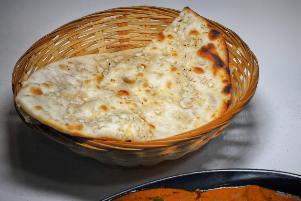 Basket of garlic naan