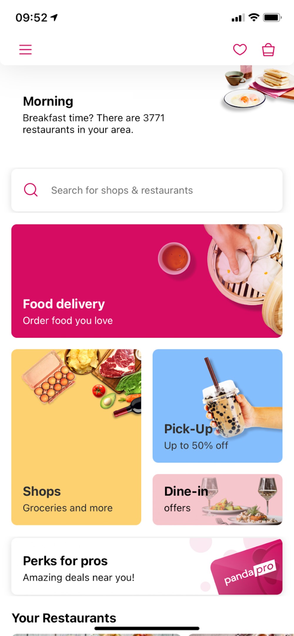 Screenshot of foodpanda app