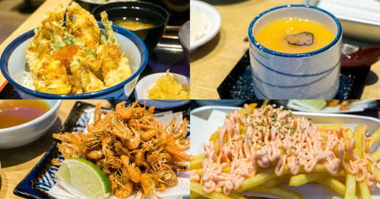 Collage of Tempura Tendon Tenya's ION Orchard-exclusive dishes