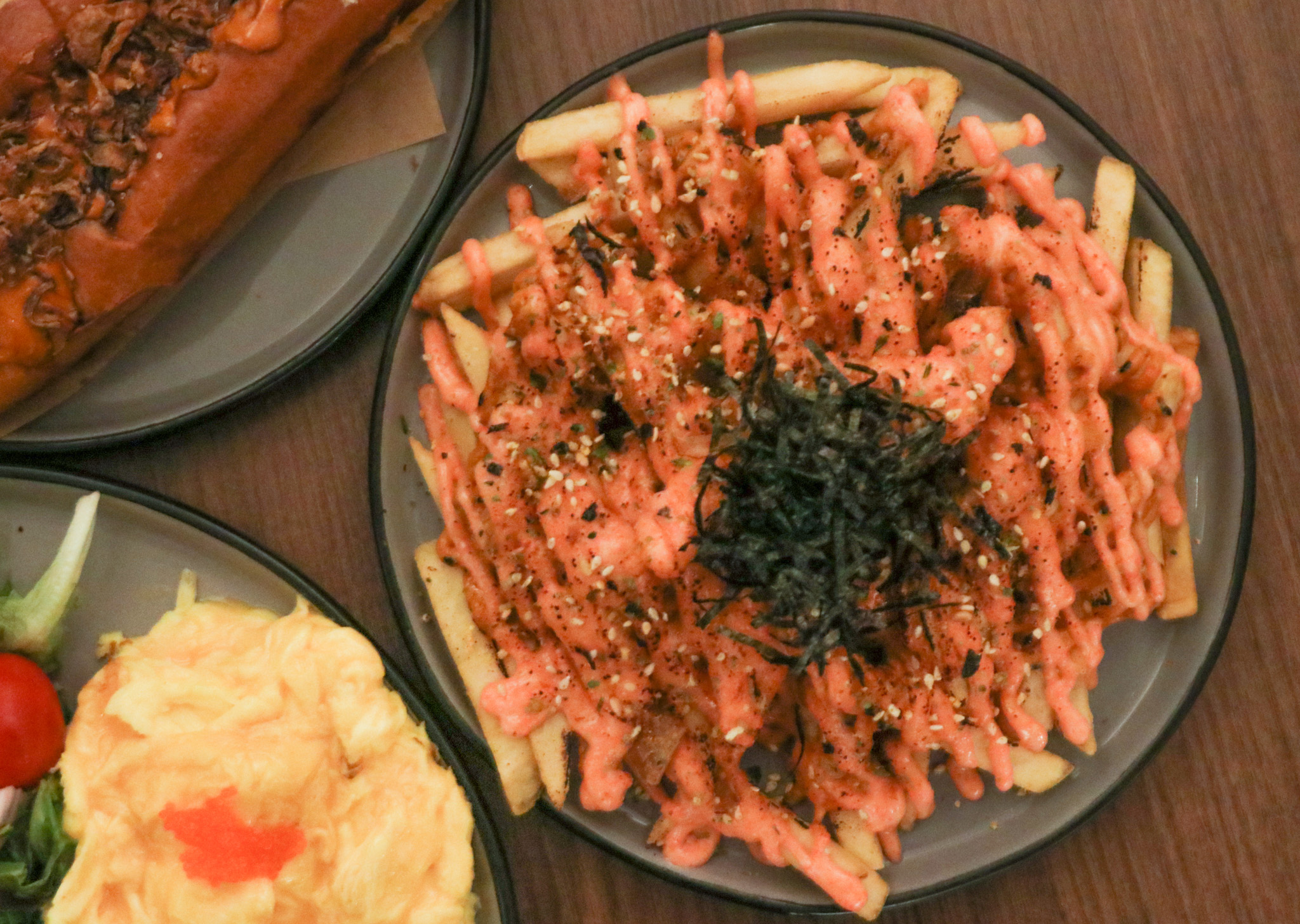 a flatlay of spicy mentaiko fries