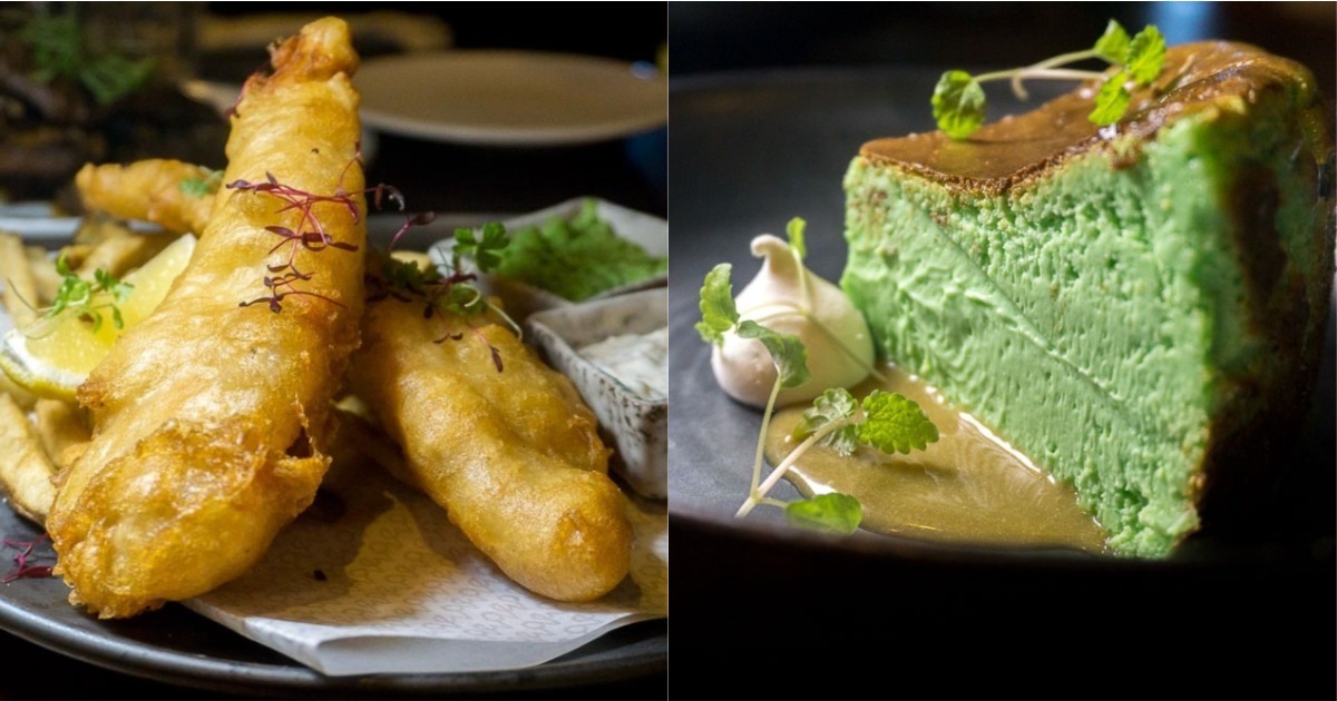 Collage of Fish and Chips and Burnt Cheesecake