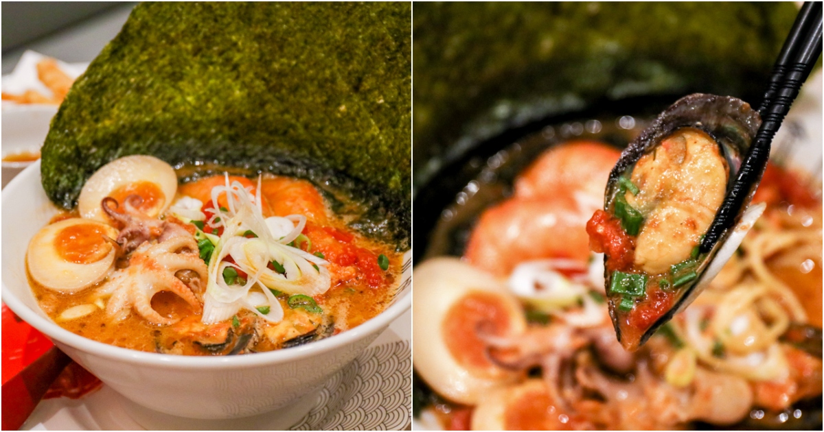 Collage Of Kanada Ya's Seafood Tomato Ramen