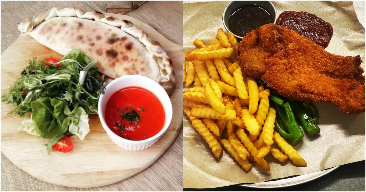 Collage Of Mat Western's Beef Calzone And Chicken Cutlet