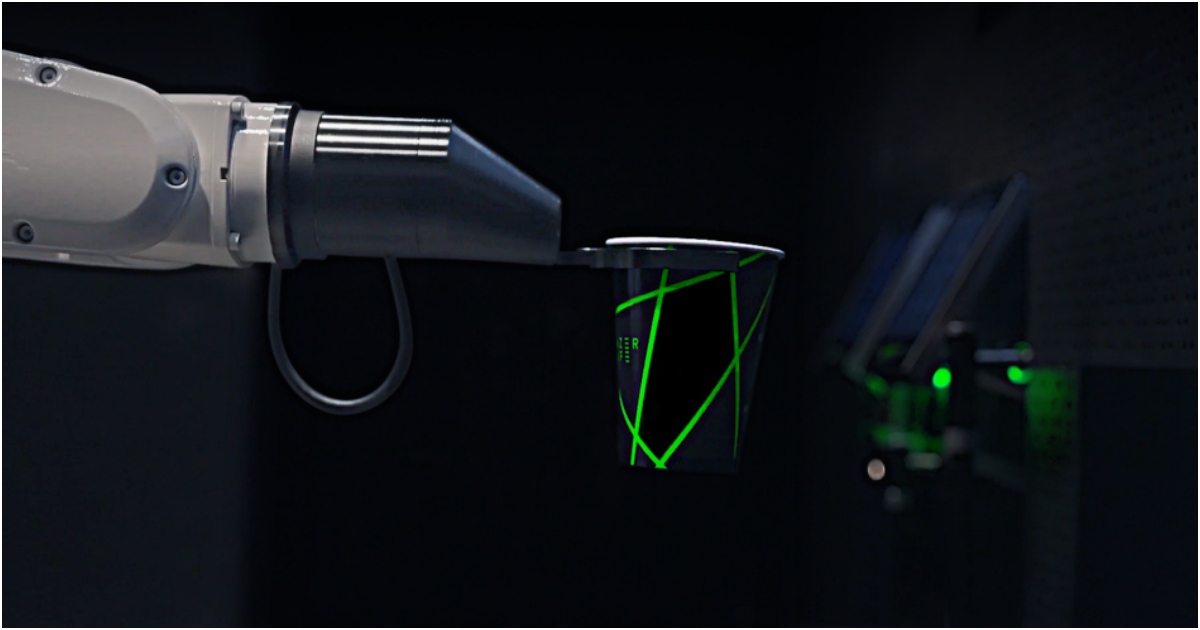 Image of Razercafe's futuristic robotic barista arm