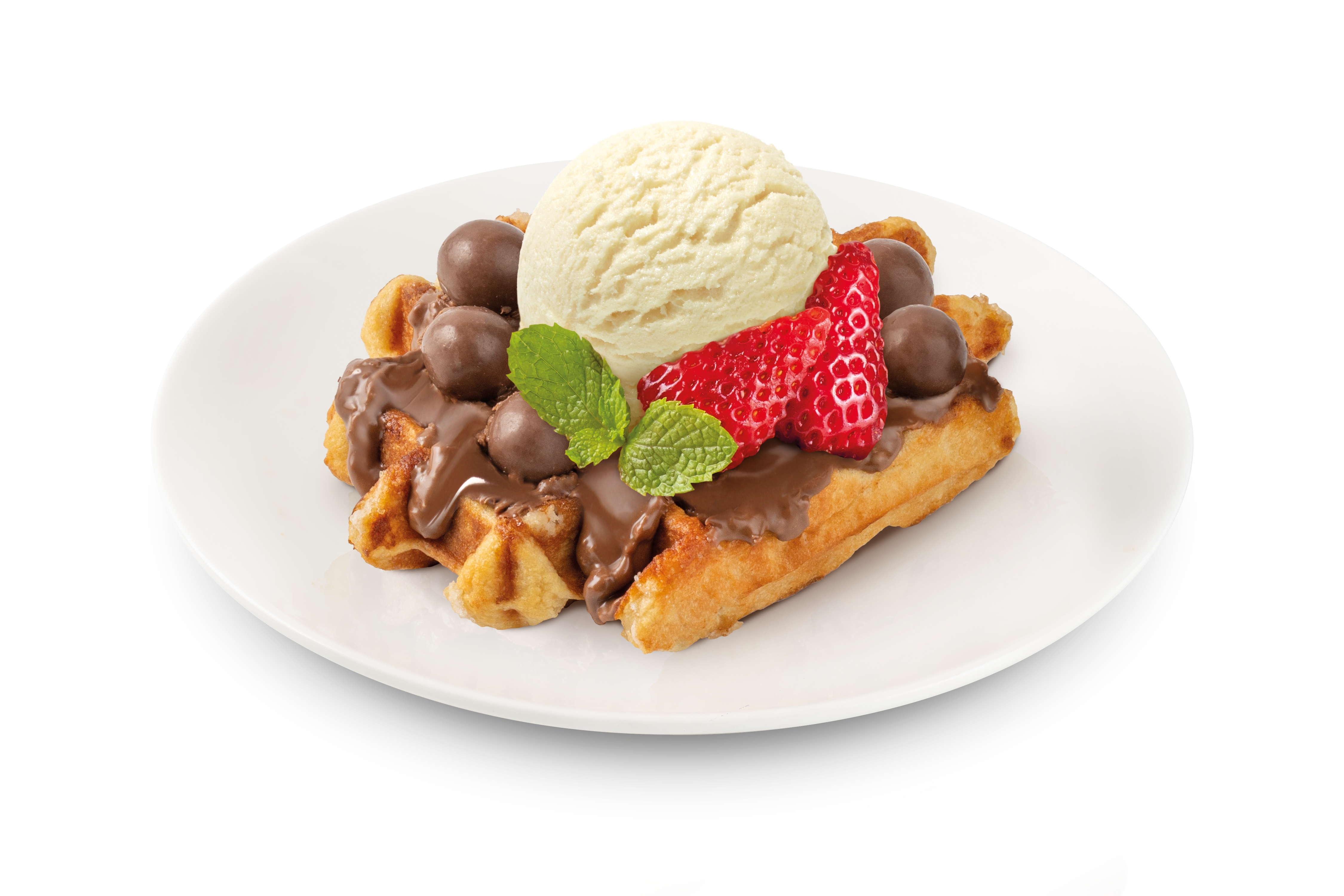Waffle with KITKAT and ice cream