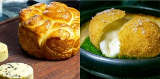 Collage of Homemade Kubaneh Bread and Deep-fried Burrata